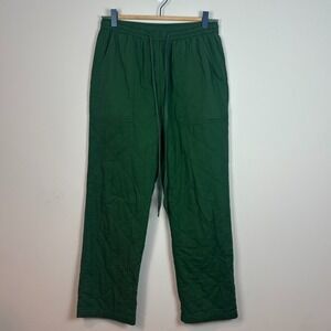 Rujuta Sheth Womens Green Quilted Straight Leg 100% Cotton Boho Pants SZ Small